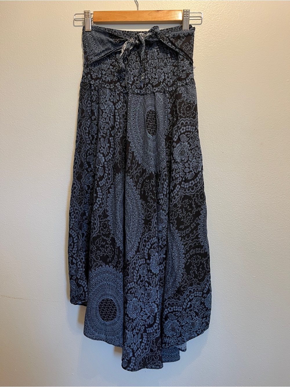 Blue & Black Mandala Boho 2-in-1 Maxi Skirt / Dress